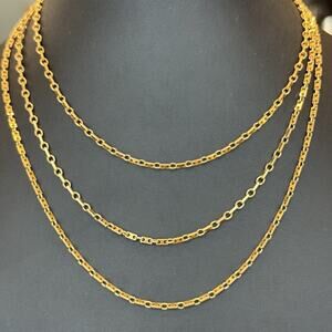 Vintage Trifari Long 52" Gold Tone Unique Link Chain Necklace